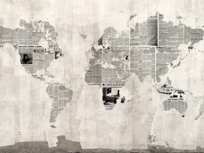 Фотошпалери Карта світу з газет