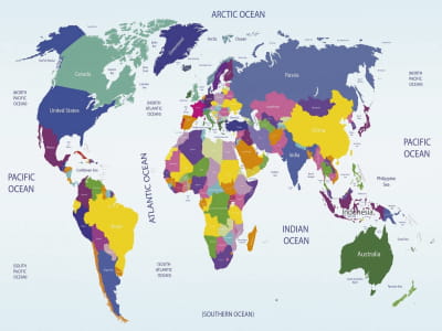 Фотообои Цветная карта мира