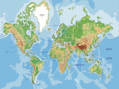 Фотошпалери Фізична карта світу