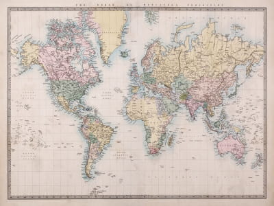 Фотообои Старая политическая карта мира