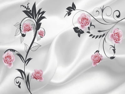 Фотообои Розы на белом шёлке