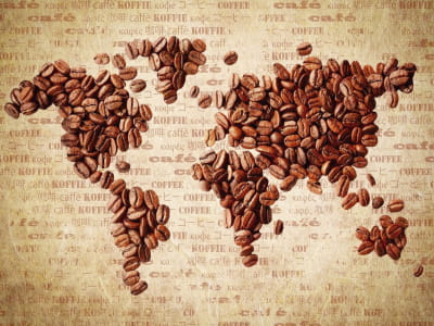 Фотообои Карта из кофейных зёрен