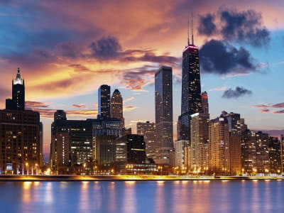 Фотообои Небоскрёбы ночного Чикаго