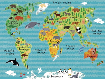Фотообои Животные на детской карте