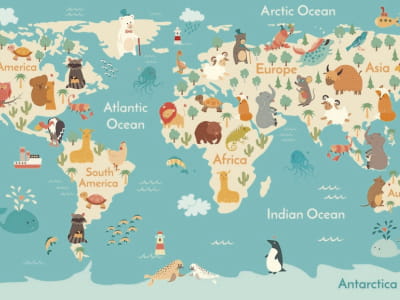 Фотообои Большая детская карта мира