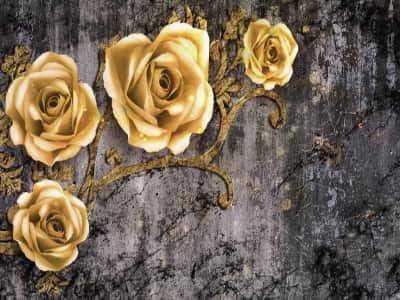 Фотообои Золотые розы 3Д