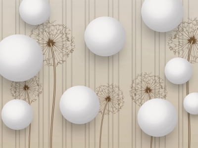 Фотообои Одуванчики и белые шары
