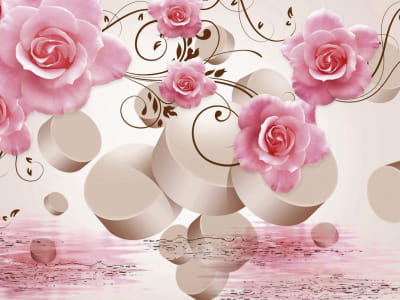 Фотошпалери Рожеві троянди 3Д