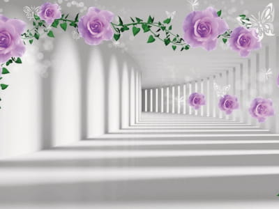 Фотошпалери Фіолетові троянди в коридорі