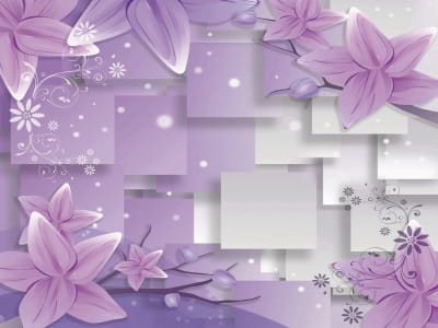 Фотообои Фиолетовые цветы и узоры