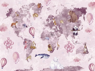 Фотообои Розовая карта мира