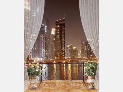 Фотошпалери Балкон з видом на мегаполіс