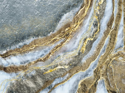 Фотообои Золотые волны на мраморе