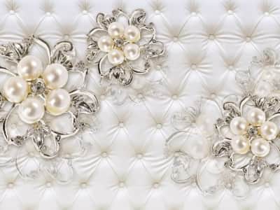 Фотошпалери Квіти з перлами 3Д