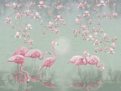 Фотообои Фламинго у водоема