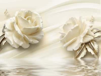 Фотообои Объемные розы 3Д