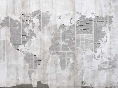 Фотошпалери Карта з газет на стіні