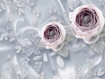 Фотошпалери Витончені квіти на тканині