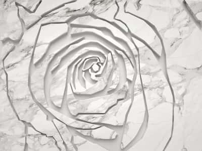 Фотообои Рельефная роза на мраморе
