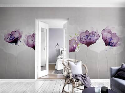 Фотообои Яркие лиловые цветы ( код: 23797 ) Фотообои Яркие лиловые цветы
