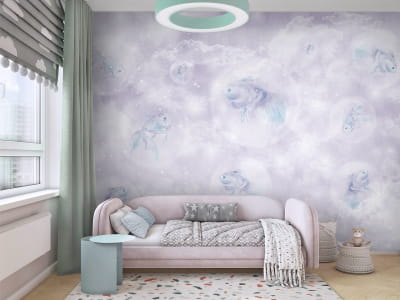 Фотообои Рыбки на сиреневом фоне