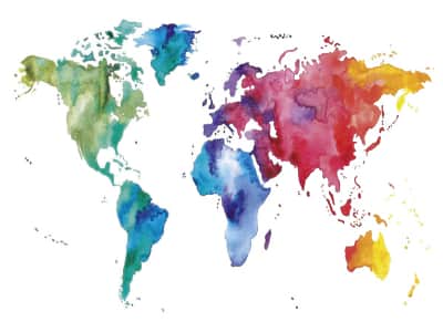 Фотообои Карта мира акварель