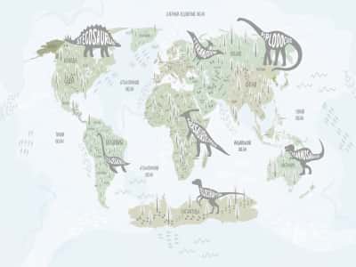 Фотообои Карта світу з динозаврами, РОС