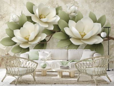 Фотообои Красивые белые цветы