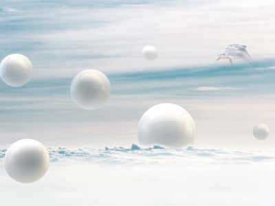 Фотошпалери Білі сфери в океані