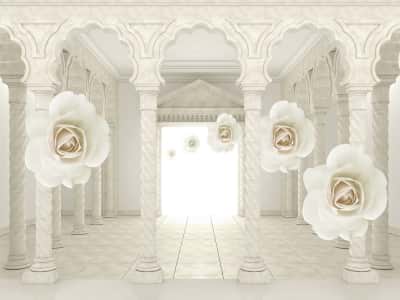 Фотообои Белые розы и колонны