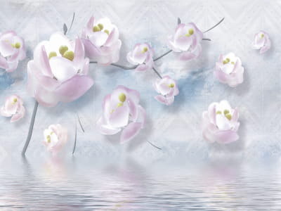 Фотообои Сиреневые цветы над водой