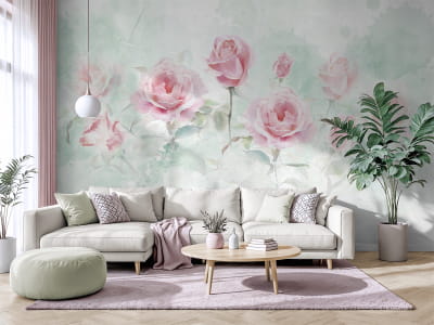 Фотообои Розы в утреннем саду