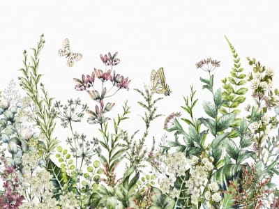 Фотообои Бабочки в цветущем саду