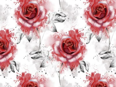 Фотообои Красные розы акварель 