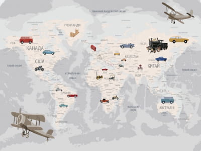 Фотошпалери Карта світу з транспортом