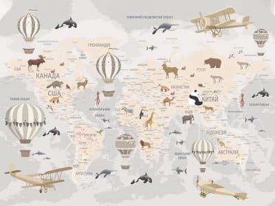 Фотообои Пастельная карта мира