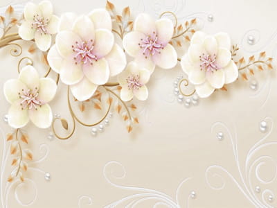 Фотошпалери Романтичні квіти з перлами
