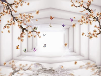 Фотообои Тоннель с цветущим деревом 3Д