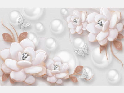 Фотошпалери Шикарні квіти з перлами