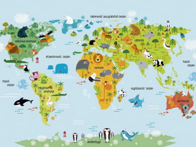 Фотообои Цветная детская карта мира