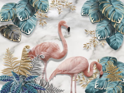 Фотообои Фламинго в тропиках 3Д