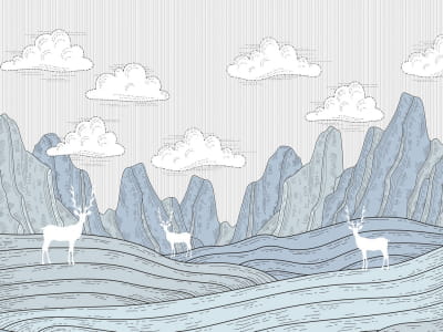 Фотообои Белые олени в горах