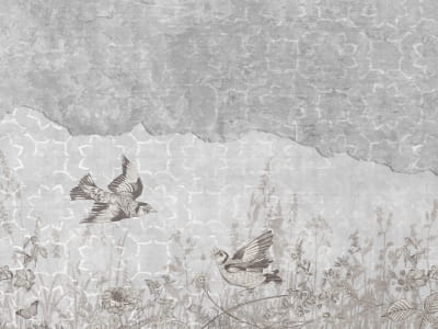 Фотошпалери Малюнок птиці на стіні