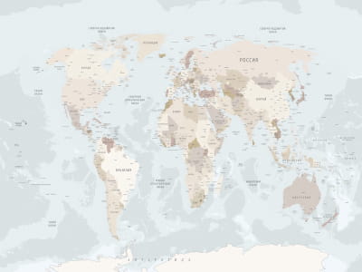 Фотообои Пастельная карта мира, РУС