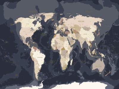 Фотообои Темная карта мира, РУС