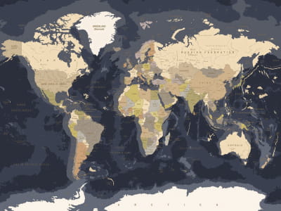 Фотообои Темная карта на английском