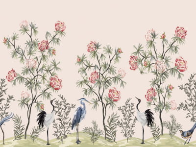 Фотообои Райский сад с птицами