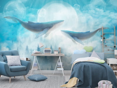 Фотообои Голубые киты