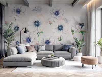 Фотообои Анемоны белые ( код: 25869 ) Фотообои Анемоны белые