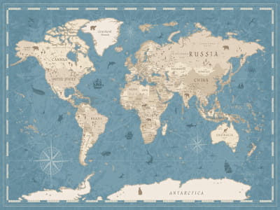 Фотообои Атлас карты мира